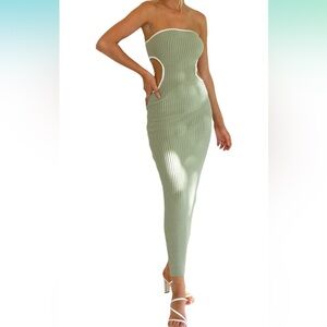 Elegant Green Strapless Dress